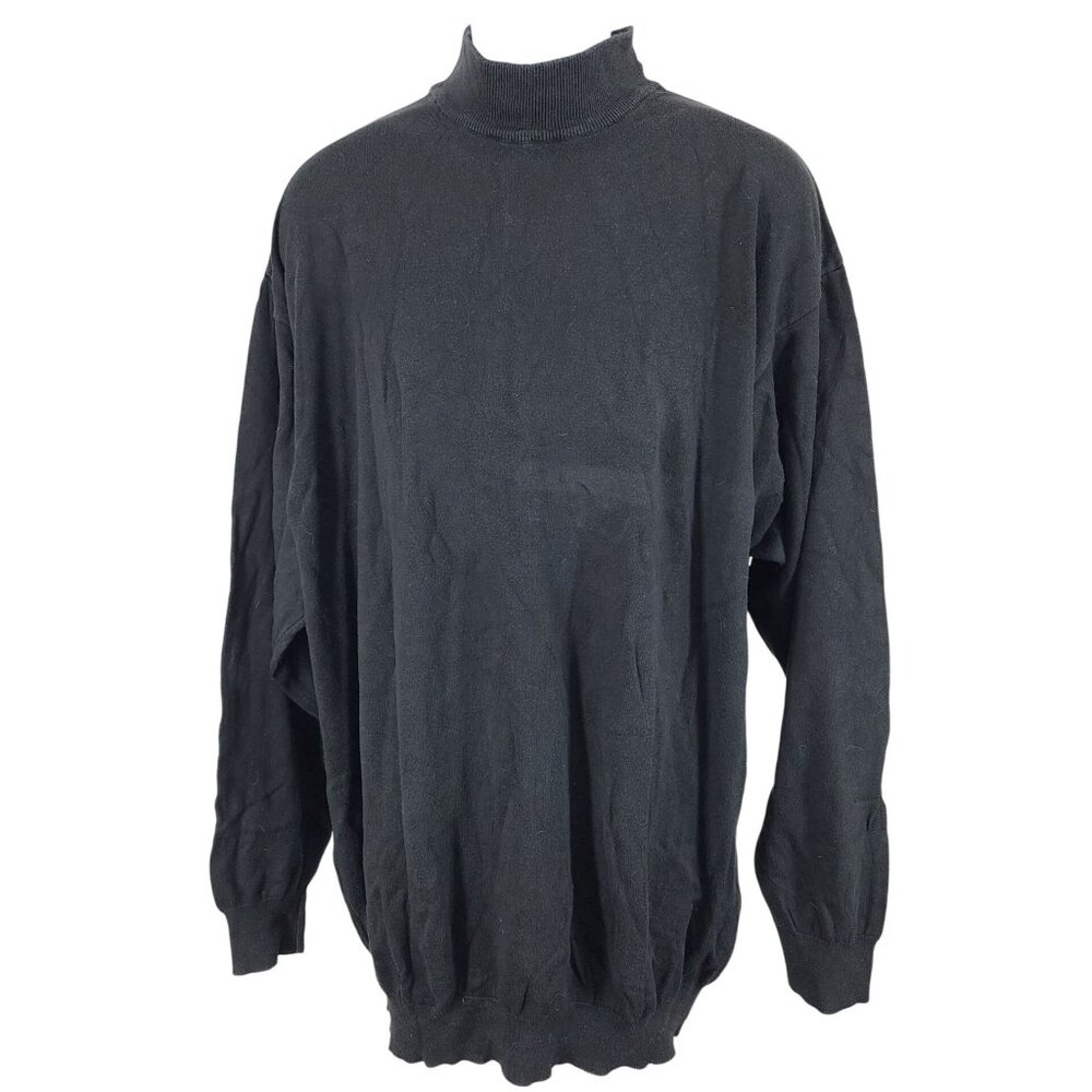 Men's Giglio Rosso Made in Italy Black Sweater XL Tall Mock Neck Cotton/Modal